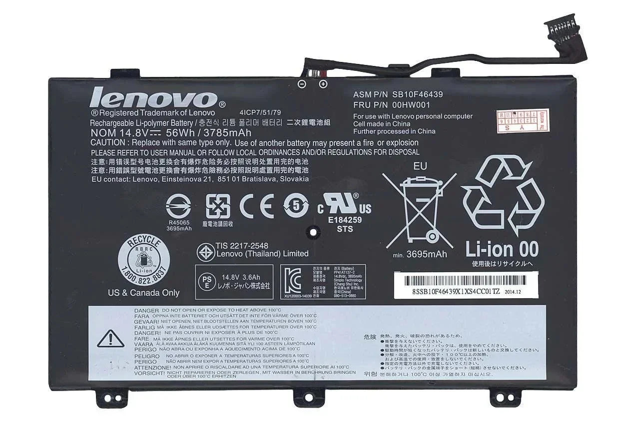 Compatible Lenovo ThinkPad S3 Yoga 14 ThinkPad S5 FRU P/N 00HW001 ASM P/N SB10F46438 4ICP7/52/76 Laptop battery - Image 2