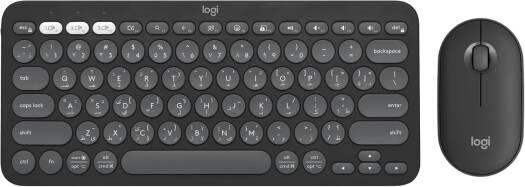 Logitech Pebble 2 Combo Keyboard, SmartWheel Technology, 17 Programmable Keys, Rechargeable Battery, Cross-Platform Compatibility, Multi-Device Support, Tonal Graphite