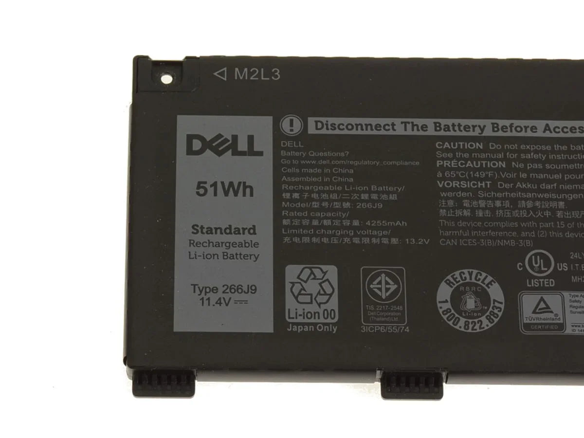 51Wh Compatible 266J9 Dell Inspiron 14 5490, G3 3590 Series, P89F001 3-cell Laptop Battery - Image 2