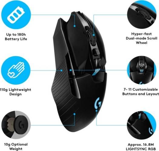 Logitech G903 LIGHTSPEED Wireless Gaming Mouse with Hero 25K Sensor, 140+ Hours with Rechargeable Battery and Lightsync RGB, Powerplay Compatible | 910-005673 - Image 2