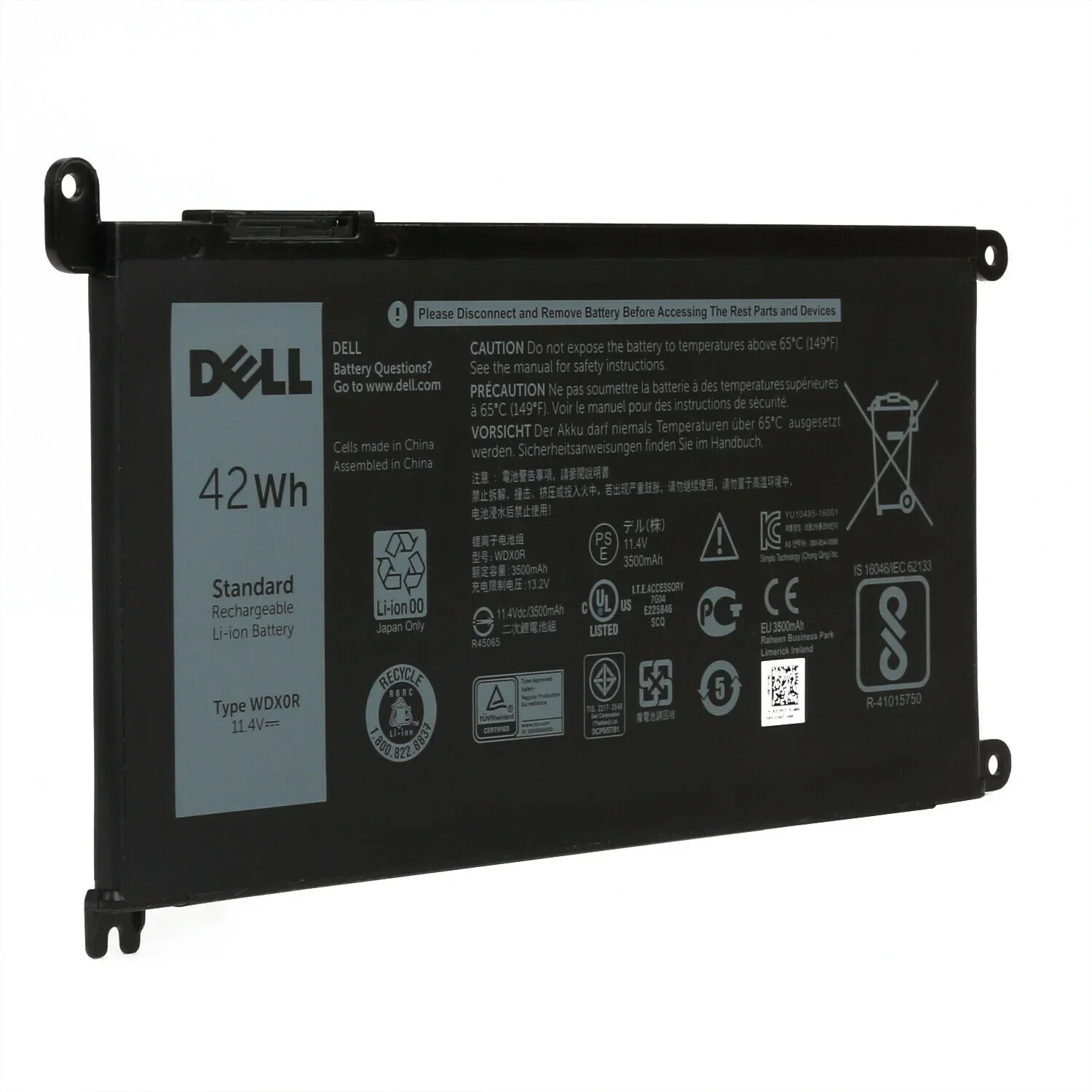 42Wh WDXOR Compatible Dell Inspiron 15 (5565/5567/5568/5578/7560/7570/7579/7569) (13-5368/5378/7368/7378) (17-5765/5767/5770) Series Laptop Battery Skip to product information - Image 2