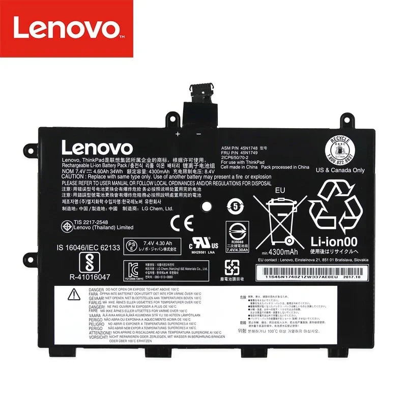 34Wh Compatible 45N1750 45N1751 Lenovo ThinkPad Yoga 11e 45N1748 45N1749 Tablet Laptop Battery