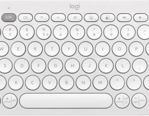 Logitech Pebble Keys 2 K380s Keyboard, Bluetooth 5.1 Connectivity, Up to 3 Multi-Device Pairing, Customizable Fn Shortcut Keys, 2x AAA Battery, English Layout, On / Off Button, White