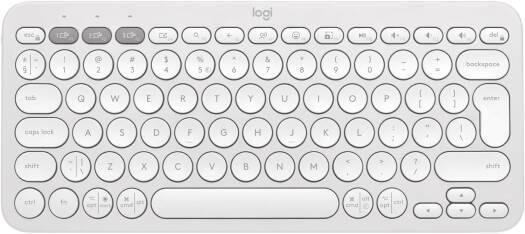 Logitech Pebble Keys 2 K380s Keyboard, Bluetooth 5.1 Connectivity, Up to 3 Multi-Device Pairing, Customizable Fn Shortcut Keys, 2x AAA Battery, English Layout, On / Off Button, White