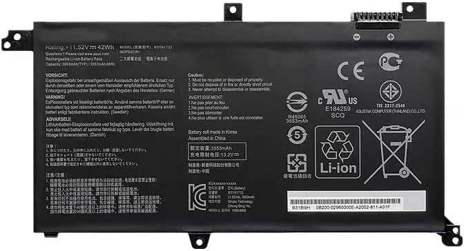 B31N1732 ASUS Laptop Battery 11.52V 42Wh Compatible with Vivobook S14 S430 X430 S430FA-EB021T S430UA-EB015T Series Notebook 0B200-02960400 0B200-02960000 3 ICP5/5 7/81 Notebook