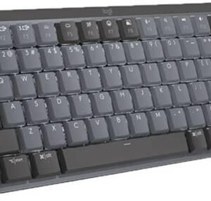 Keyboards Logitech MX Mechanical Mini Keyboard, Clicky Backlit Keys, Bluetooth Connectivity, Low-Profile Keycaps, QWERTY ISO Layout Design, USB-C Charging, 15 Days Battery Life, Gray