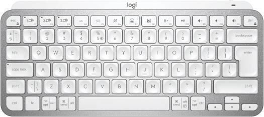 Logitech MX Keys Mini Wireless Illuminated Keyboard, Bluetooth Connectivity, USB-C Quick Charge, 1500mAh Battery Capacity, US International (Qwerty) Layout, Pale Gray