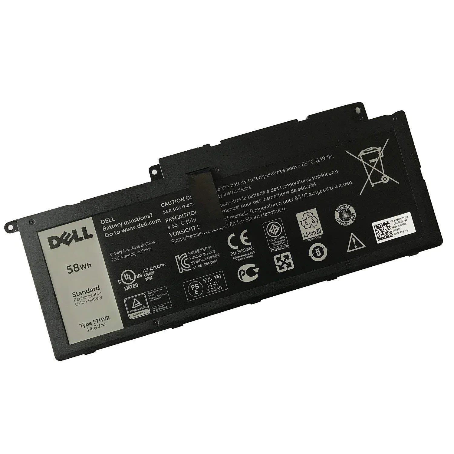 Compatible 14.8V 58Wh F7HVR T2T3J Dell Inspiron 17 7000 7737 7746 14 15 15R 5545, Inspiron 15 7537 Series 14-7437 Laptop Battery