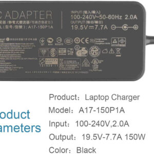 Asus 150W A17-150P1A, a17150P1a G53S G53SX G53J G53JW G73S G73SW G73 Laptop Power Charger