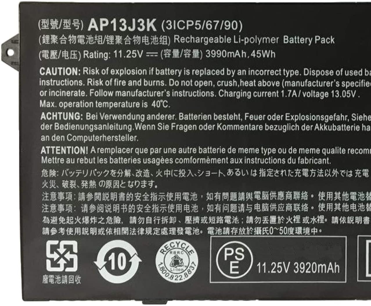 AP13J3K (11.4V 45Wh/3990mAh) Acer Chromebook 11.6" 11 C740 C720 C720P Series Notebook AP13J4K KT.00304.001 KT.00303.001 Laptop Battery - Image 2