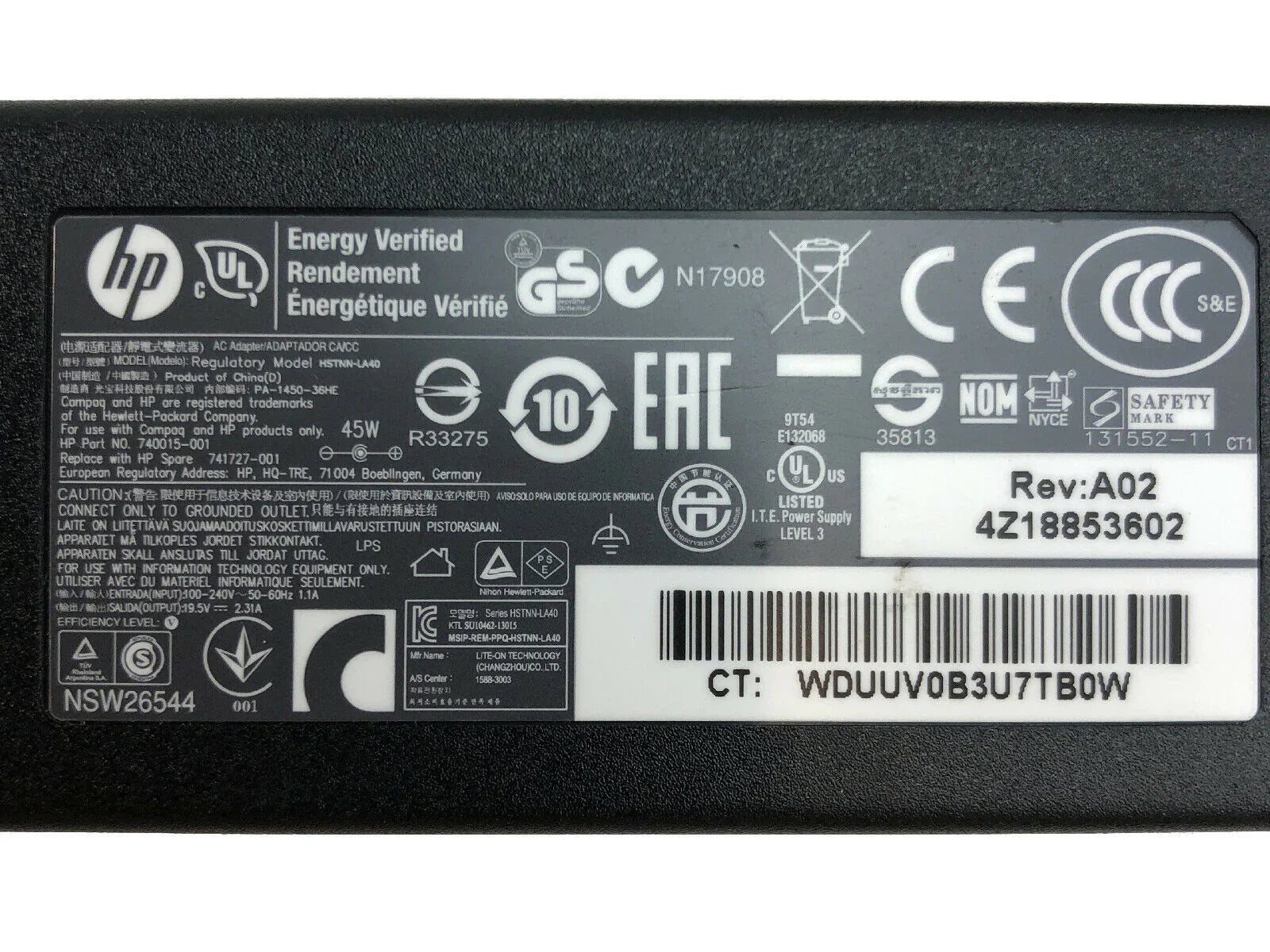 45W Compatible HP 240 G5(Y1S26PA), HSTNN-CA40 HSTNN-DA40 HSTNN-LA40 Laptop AC Adapter Charger - Image 2