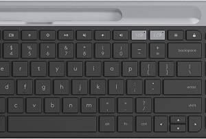 Logitech K580 Slim Multi Device Wireless Keyboard, 10 Meter Wireless Operation, Bluetooth / 2.4GHz USB Receiver, Easy Switch, 24 Month Battery, English-Arabic Layout, Black