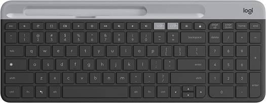 Logitech K580 Slim Multi Device Wireless Keyboard, 10 Meter Wireless Operation, Bluetooth / 2.4GHz USB Receiver, Easy Switch, 24 Month Battery, English-Arabic Layout, Black