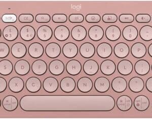Logitech Pebble Keys 2 K380s Keyboard, Bluetooth 5.1 Connectivity, Up to 3 Multi-Device Pairing, Customizable Fn Shortcut Keys, 2x AAA Battery, English Layout, On / Off Button, Rose