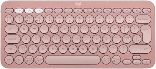 Logitech Pebble Keys 2 K380s Keyboard, Bluetooth 5.1 Connectivity, Up to 3 Multi-Device Pairing, Customizable Fn Shortcut Keys, 2x AAA Battery, English Layout, On / Off Button, Rose