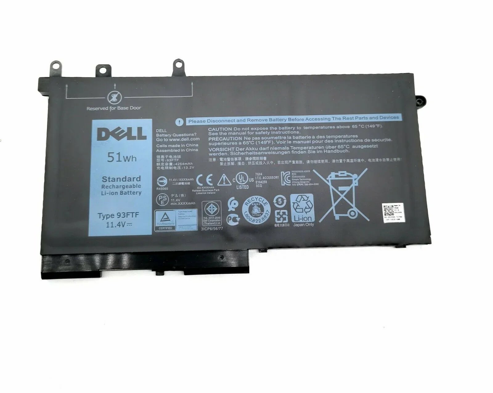 Compatible 93FTF Dell Precision 15 3520 3530 Latitude E5480 E5580 E5490 E5590 Latitude 5280 5480 D4CMT GJKNX 083XPC Laptop Battery