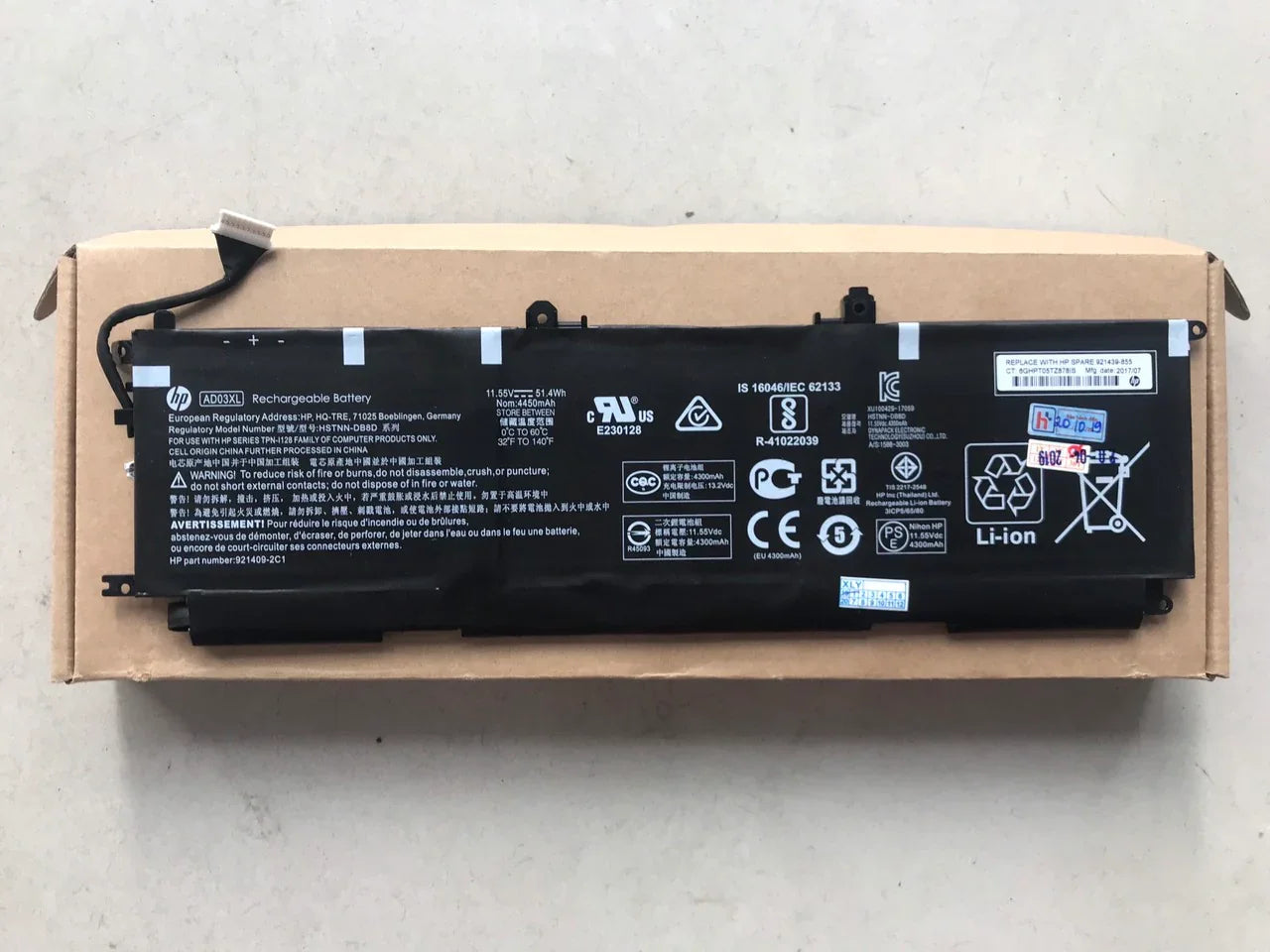 11.55V 51.4Wh AD03XL Compatible HP Envy 13-AD 921409-2C1 921439-855 HSTNN-DB8D Series Laptop Battery