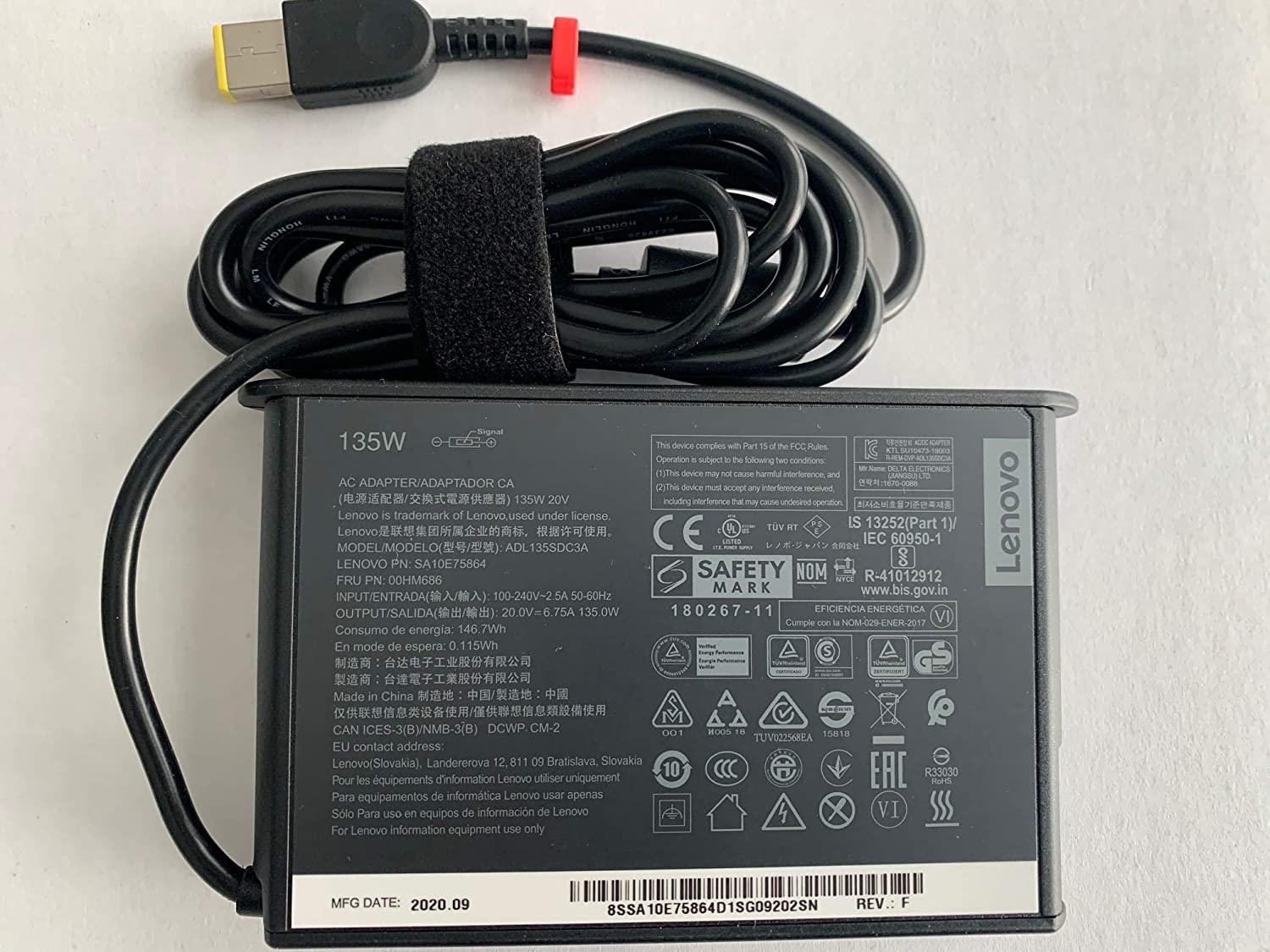 Compatible 20V 6.7A 135W Lenovo ThinkPad P1 20MD, Lenovo ThinkPad P1 20ME, Lenovo ThinkPad X1 Extreme 20MG ADL135SDC3A Slim Tip AC Laptop Adapter/Charger - Image 2