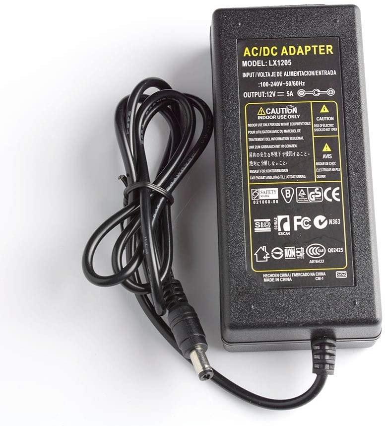 Replacement for DC ADAPTER 12V 5A 60W Power Supply AC to DC Adapter for 5050/3528 Flexible LED Strip Light