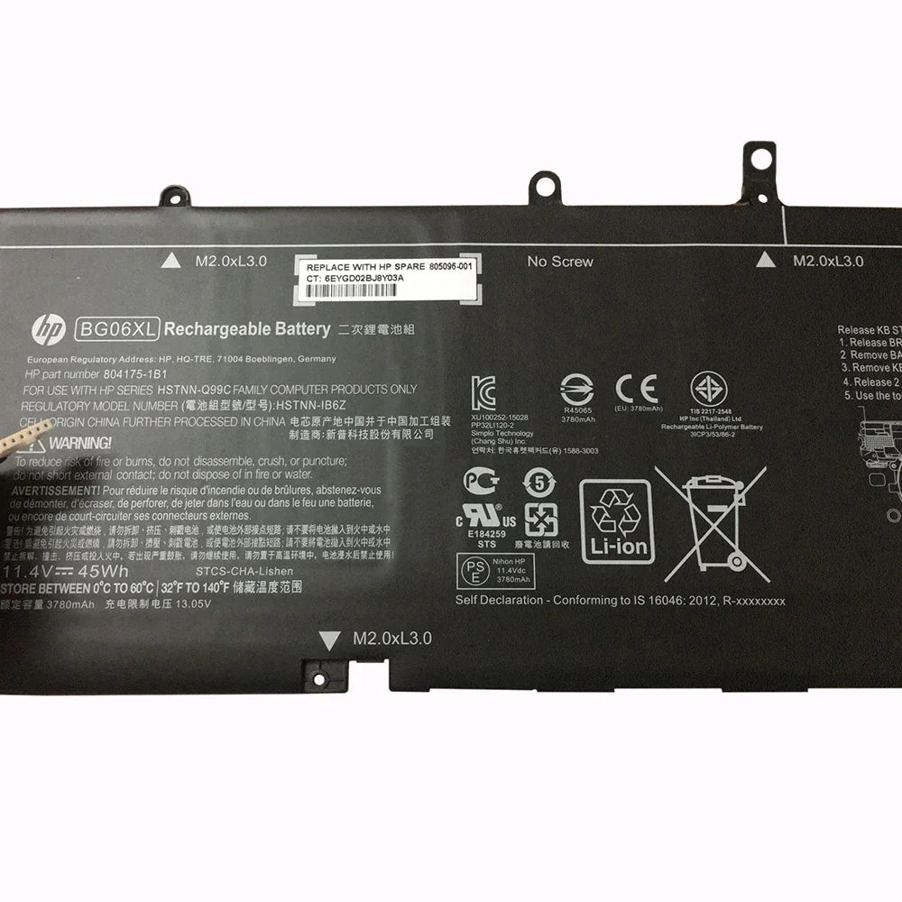 Compatible 11.4V 45Wh BG06XL HP EliteBook Folio 1040 G3, EliteBook 1040 G3-2EC28PA Laptop Battery - Image 3