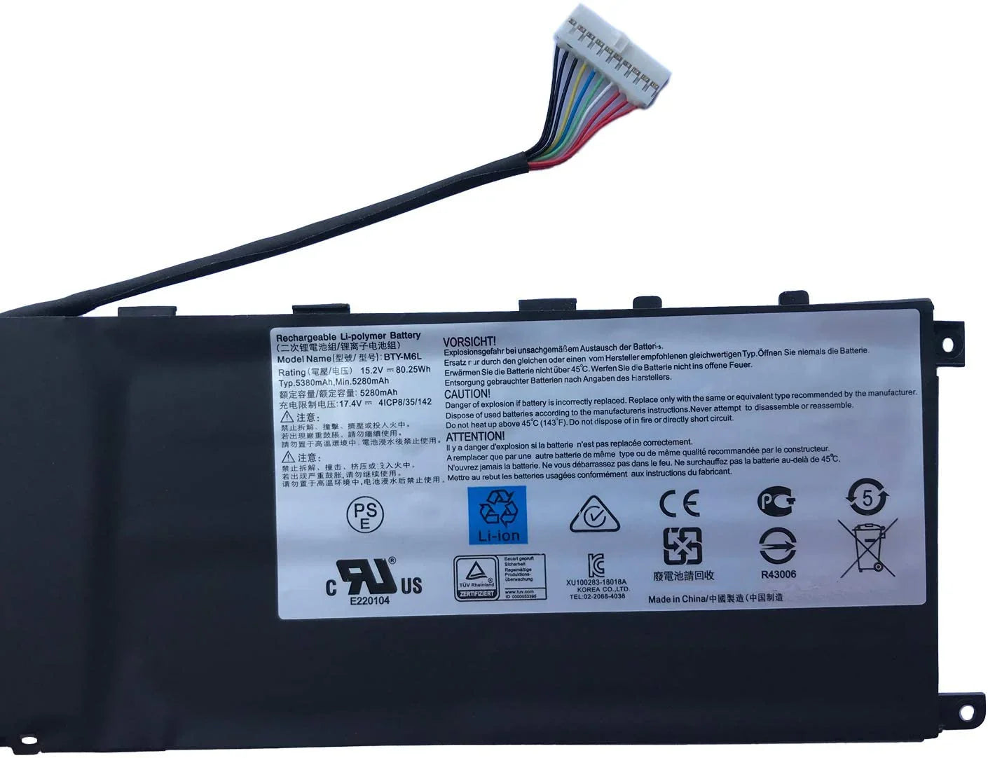 Compatible MSI 8RF GS65 PS42 8RB PS63 PS63 8RC MS-16Q3 15.2V 5380mAh 80.25Wh BTY-M6L Laptop Battery - Image 2