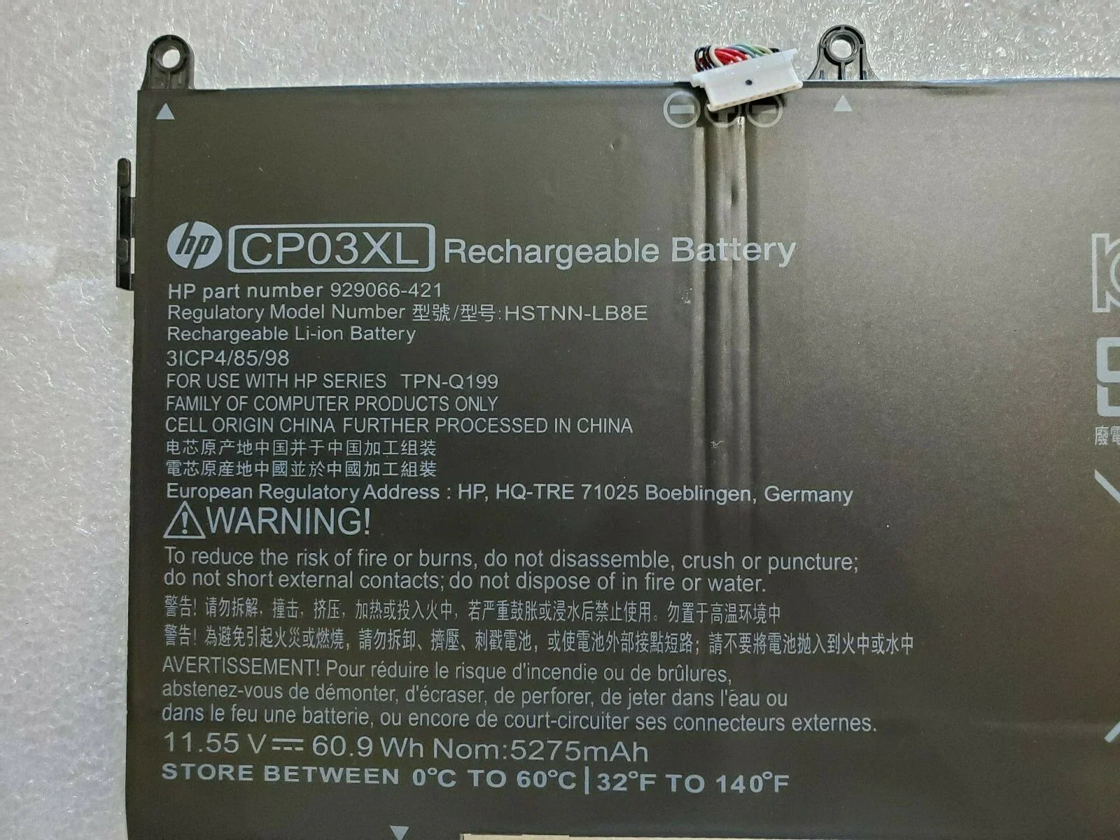 11.55V 60.9Wh Compatible CP03XL Hp Spectre X360 13-AE005NC HSTNN-LB8E 929066-421 Laptop Battery - Image 2