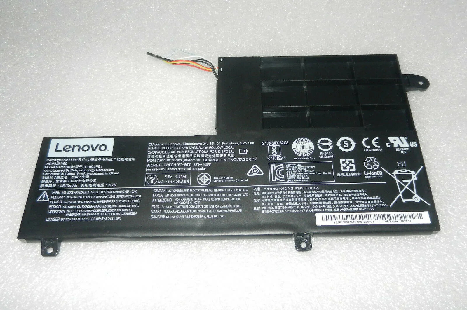 7.6V 45Wh Compatible L15C2PB1 5B10K84491 Laptop Battery compatible with Lenovo Yoga 510 510-14IKB 510-15IKB 510-15ISK 510-14ISK