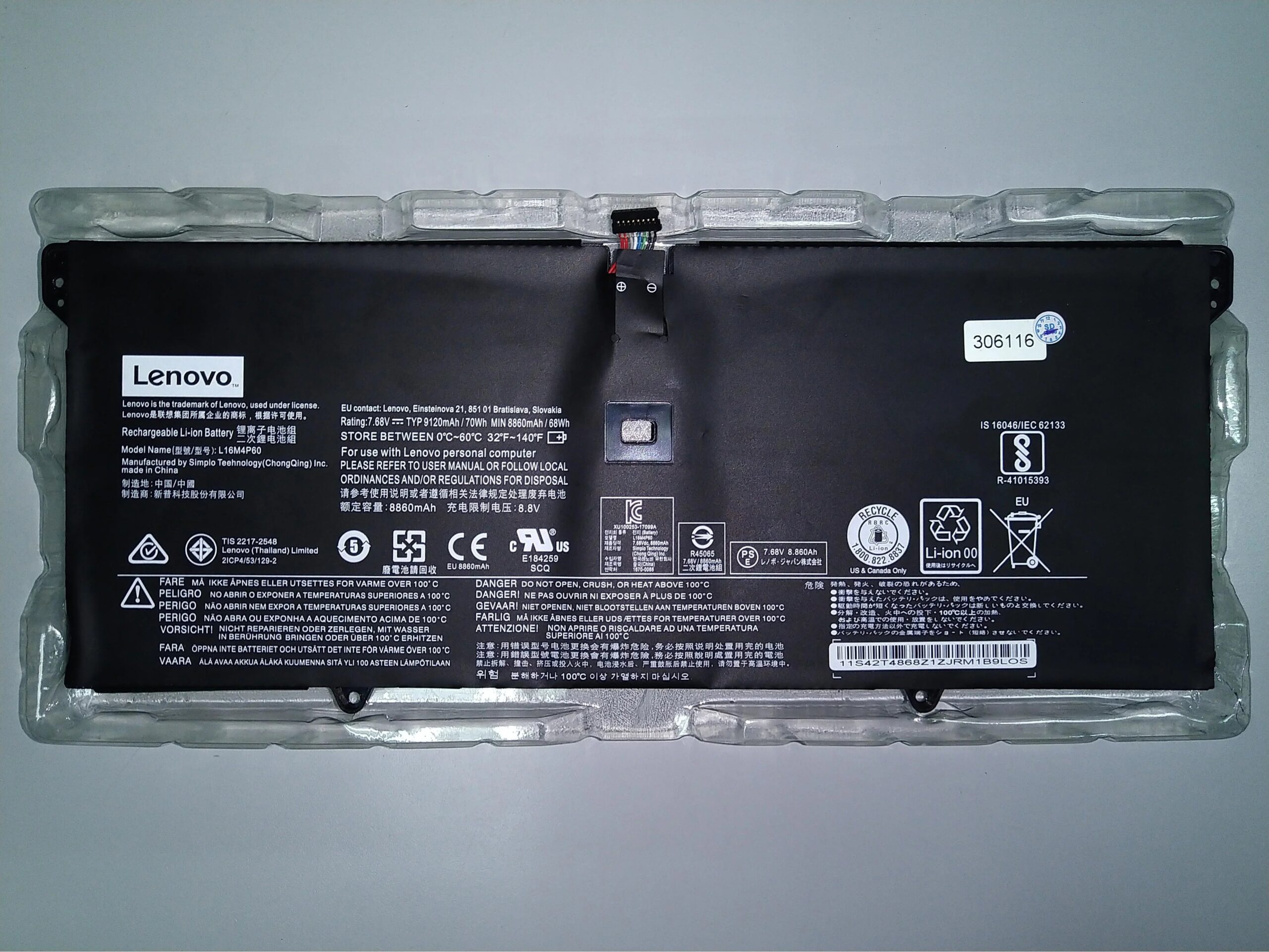 Compatible L16M4P60 Lenovo Yoga 6 PRO, Yoga 920-13IKB 80Y7005EBM 80Y70063US 5B10N01565 L16C4P61 Laptop Battery - Image 2