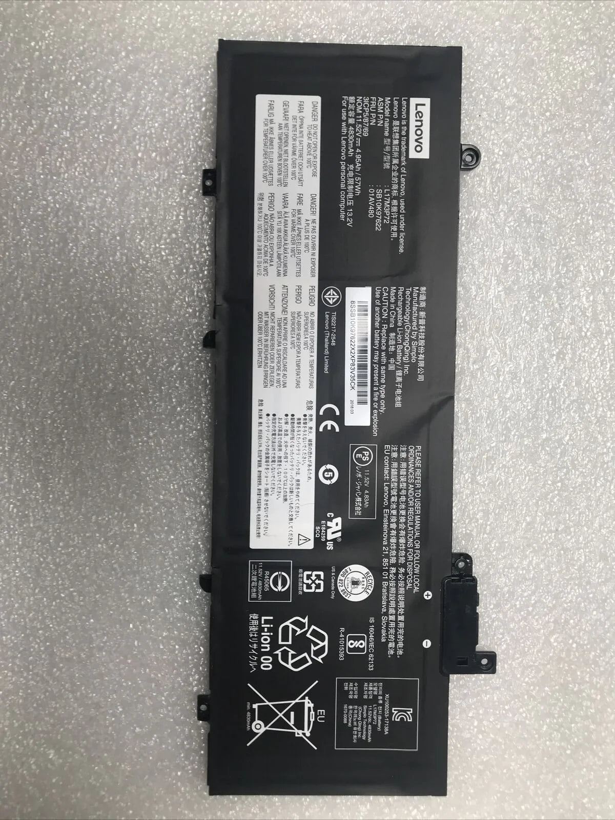 L17M3P72 Compatible Lenovo ThinkPad T480s 20L7001BAU, ThinkPad T480S-20L8S02E00-CAMPUS Laptop Battery - Image 2