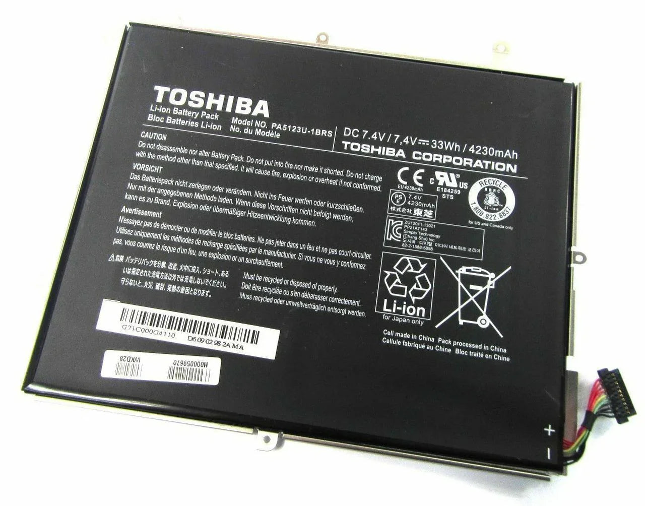 7.4V 33wh Compatible PA5123U-1BRS Toshiba EXCITE Pro AT10LE-A-108 AT300 Tablet Laptop Battery - Image 2