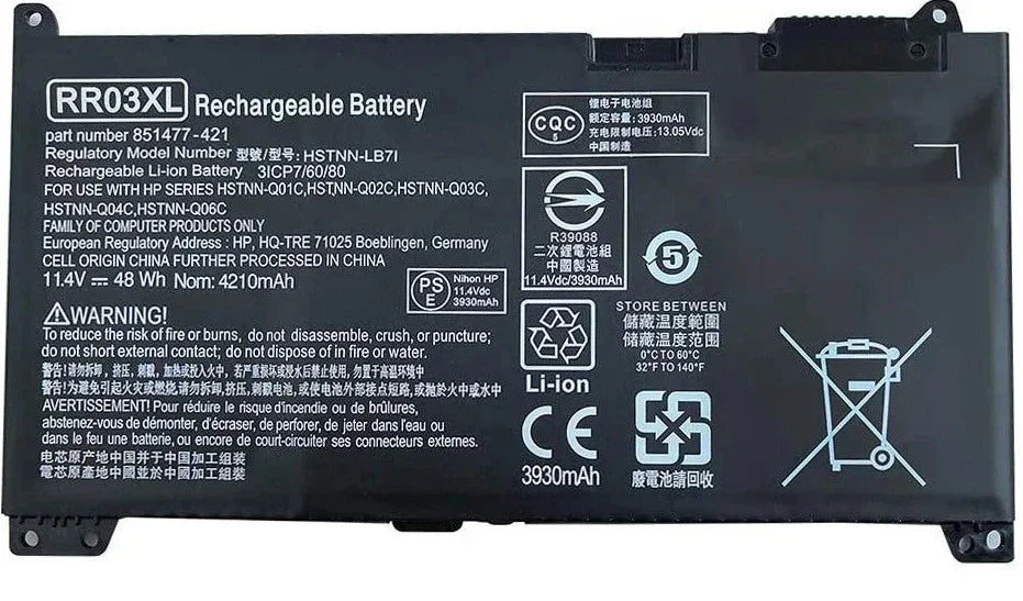 HP Probook 430 G4, 430 G5, 440 G4, 440 G5, 450 G4, 450 G5, 455 G4, RR03XL Replacement Battery