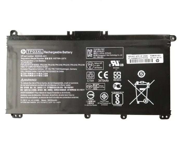 Compatible TF03XL, HT03XL HP Pavilion 14-CF, 14-CK, 14-BK, 14-BF, 15-CS, 15-CW, 15-DA, 15-DB, 15-DQ, 17-BY, 14-CM, 17-CA, 15-CC111TX, 14-BF050WM Laptop Battery