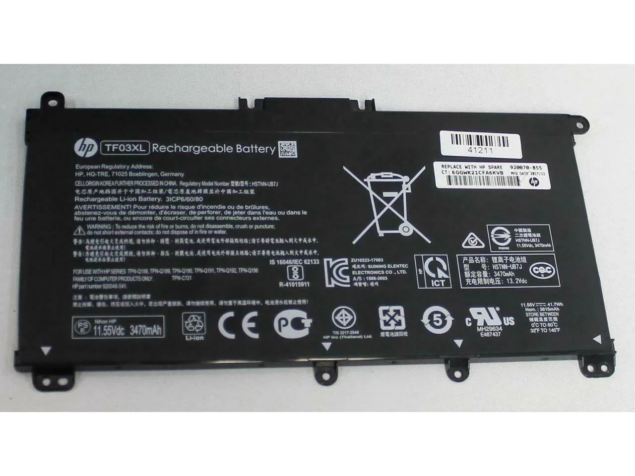 Compatible TF03XL HP Pavilion 14-BK06ST, Pavilion 15-CC626TX, Pavilion X360 14-CD0003NG Laptop Battery