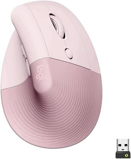 Logitech Lift Vertical Ergonomic Mouse, Logi Bolt USB Receiver, 4000 DPI Sensitivity, Multi-OS Compatibility, 10m Range, 2 Year Battery Life, Quiet Clicks & Smartwheel, Pink | 910-006478