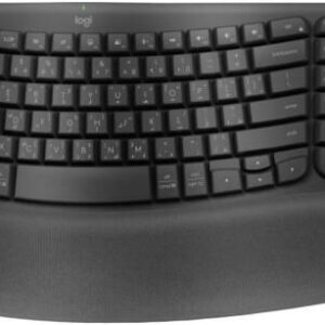 Logitech Wave Keys Keyboard, Bluetooth / Logi Bolt Receiver Connectivity, Ergo-Certified, More Palm-Support, 3-Layers Memory Foam, 2x AAA Battery, English-Arabic Layout, Graphite
