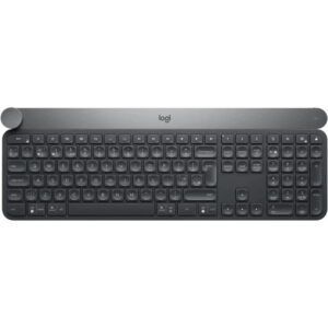Logitech Craft Illuminated Wireless Keyboard, 2.4GHz Wireless And Bluetooth, Programmable Input Dial, Multi-Device, Automatic Backlit Keys, Rechargeable, PC/Mac/Laptop QWERTY UK Layout - Black