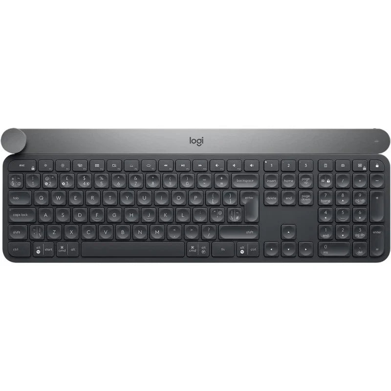 Logitech Craft Illuminated Wireless Keyboard, 2.4GHz Wireless And Bluetooth, Programmable Input Dial, Multi-Device, Automatic Backlit Keys, Rechargeable, PC/Mac/Laptop QWERTY UK Layout - Black
