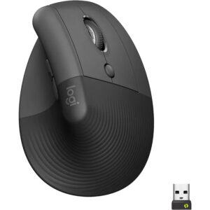 Logitech Lift Vertical Ergonomic Mouse, Logi Bolt USB Receiver, 4000 DPI Sensitivity, Multi-OS Compatibility, 10m Range, 2 Year Battery Life, Quiet Clicks & Smartwheel, Graphite | 910-006473