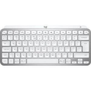 Logitech MX Keys Mini Minimalist Wireless Illuminated Keyboard, Compact, Bluetooth, Backlit, USB-C, Compatible With Apple MacOS, IOS, Windows, Linux, Android, Metal Build, US Intl Layout - Pale Grey